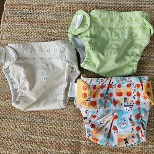 BumGenius Diaper Covers - Lime, Cream, Music Print